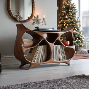 Farmhouse Record Stand For Warm Christmas Living Space