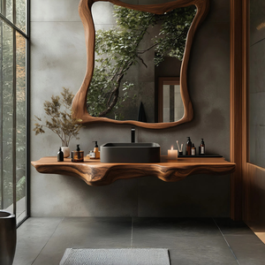 Mid Century Solid Wood Vanity For Sleek Bathroom