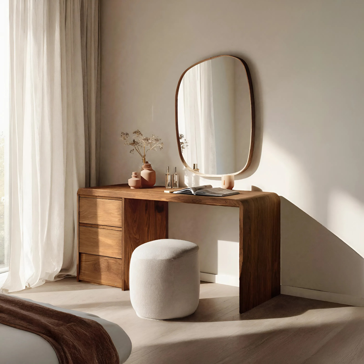 Modern Organic Vanity Table For Bedroom Space – ET Woodcrafts
