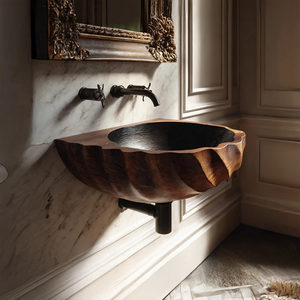 Modern Wooden Live Edge Wood Basin For Minimalist Bathroom Design