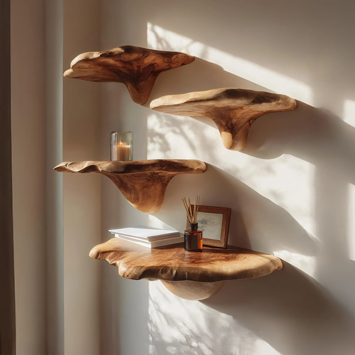 Mid Century Live Edge Mushroom Shelf For Stylish Furniture Decor