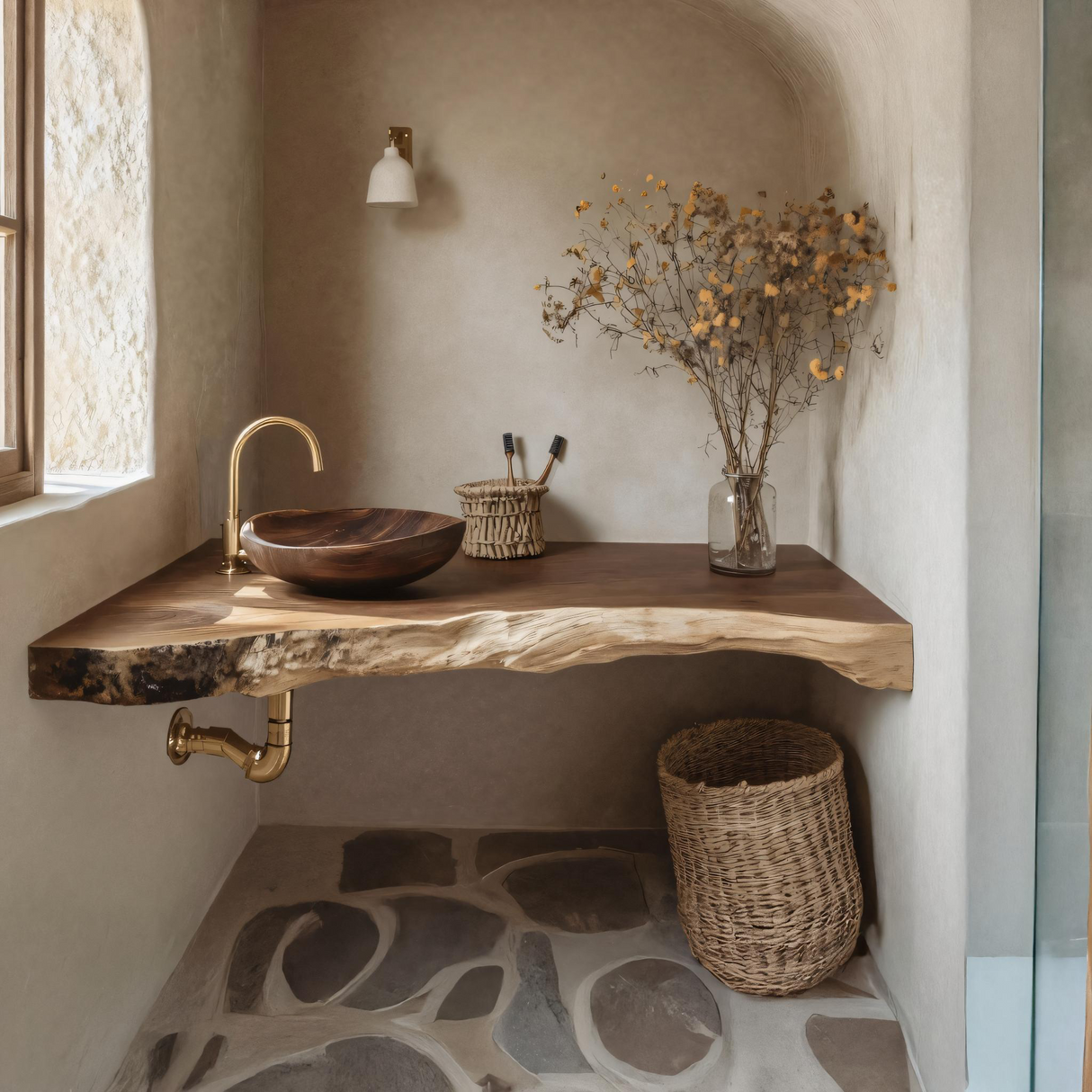 Solid Wood Floating Vanity For Farmhouse Bathroom