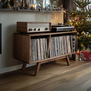 Farmhouse Wooden Record Stand For Entryway Christmas Display