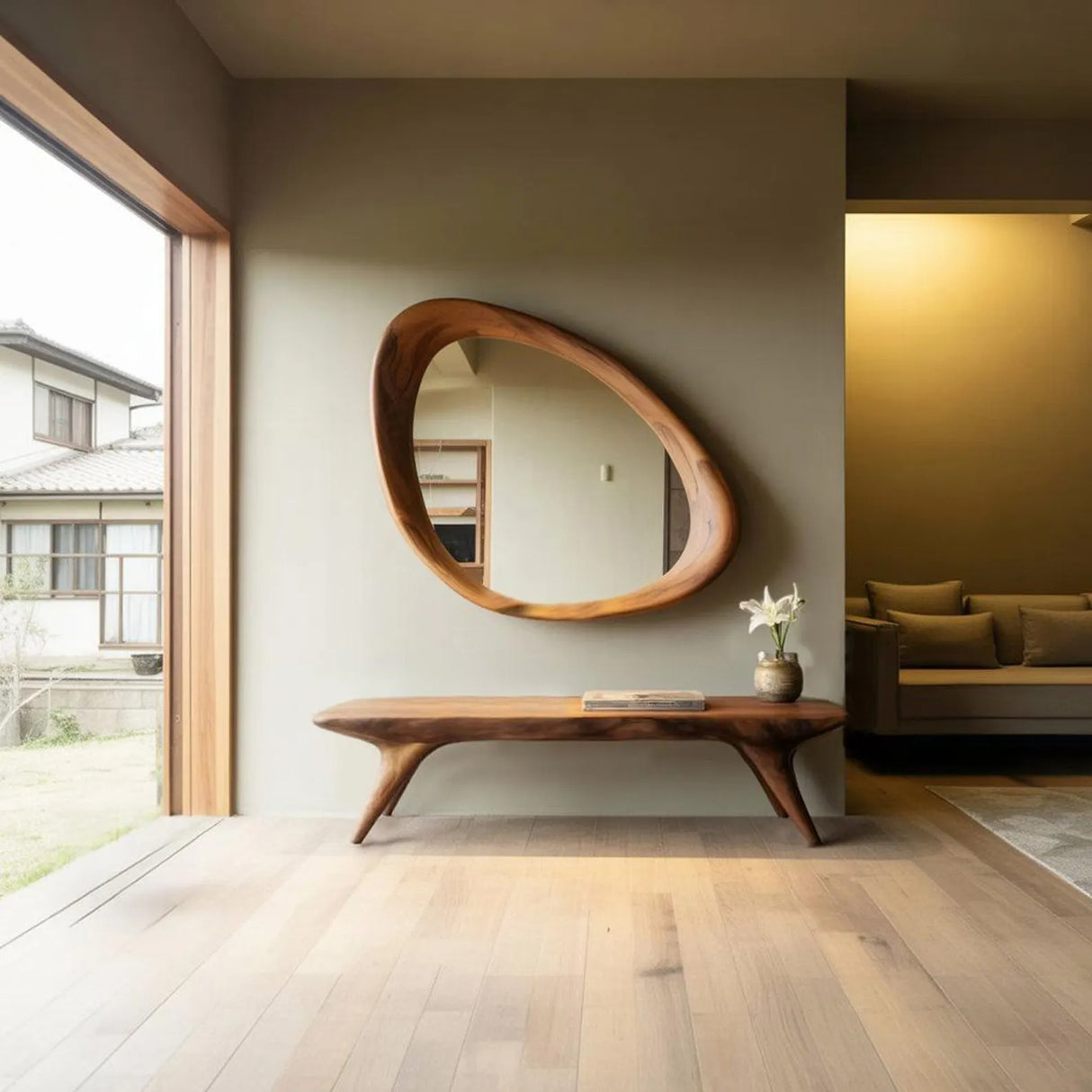 Modern Organic Shaped Wall Mirror For Living Spaces