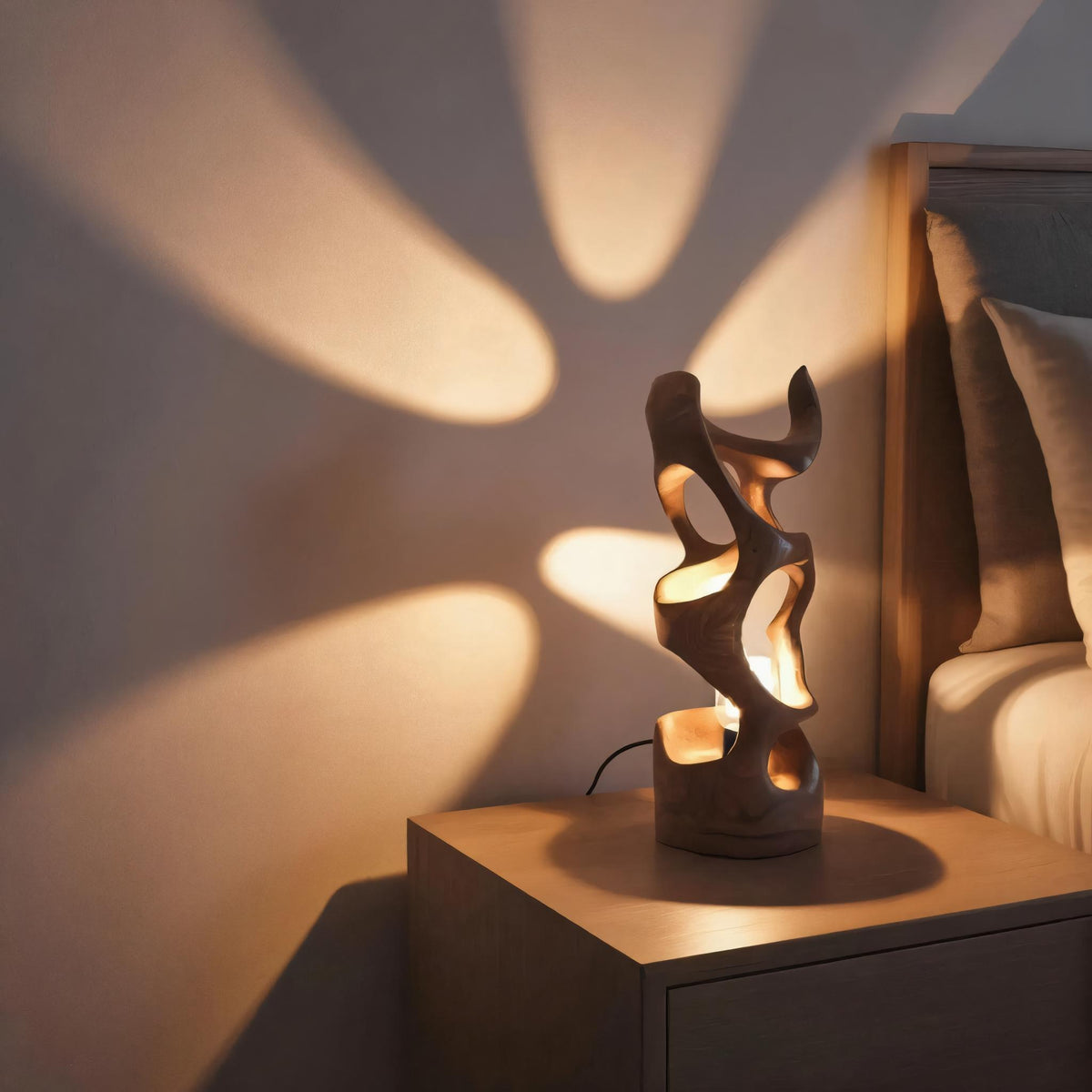 Modern Abstract Table Lamp For Bedroom Or Living Room – ET Woodcrafts