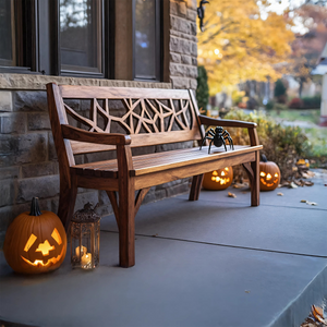 Rustic Solid Wood Halloween Bench For Spooky Outdoor Home Decor