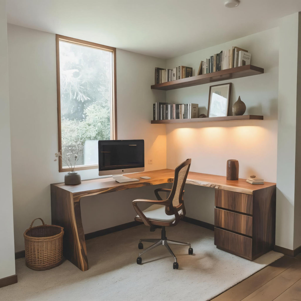 Modern Live Edge L Shaped Desk For Minimalist Home Office – ET Woodcrafts