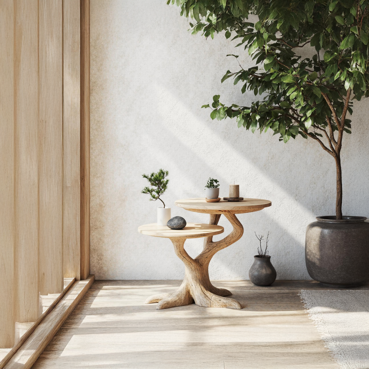 Rustic Round End Table For Living Room Decor