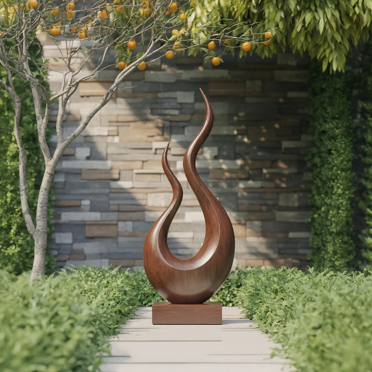 Mid Century Wooden Sculpture For Garden Decorative Panel