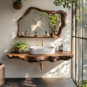Farmhouse Bathroom Vanity In Solid Oak Wood Style