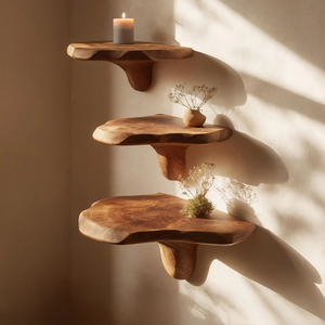 Farmhouse Wooden Mushroom Shelf For Cozy Bedroom And Entryway Design