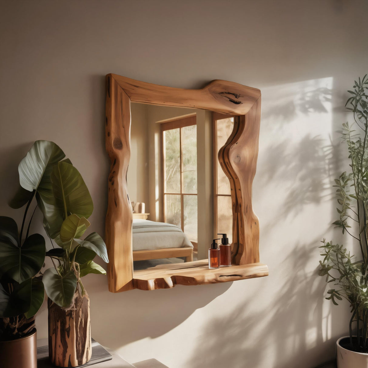 Rustic Style Live Edge Wall Mirror Entryway Bathroom And Bedroom