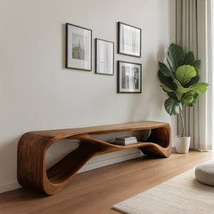 Handcrafted Bench Curved Design For Living Room