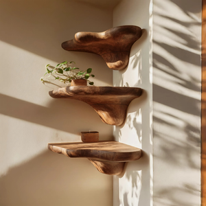 Mid Century Wooden Live Edge Mushroom Shelf For Furniture Decor