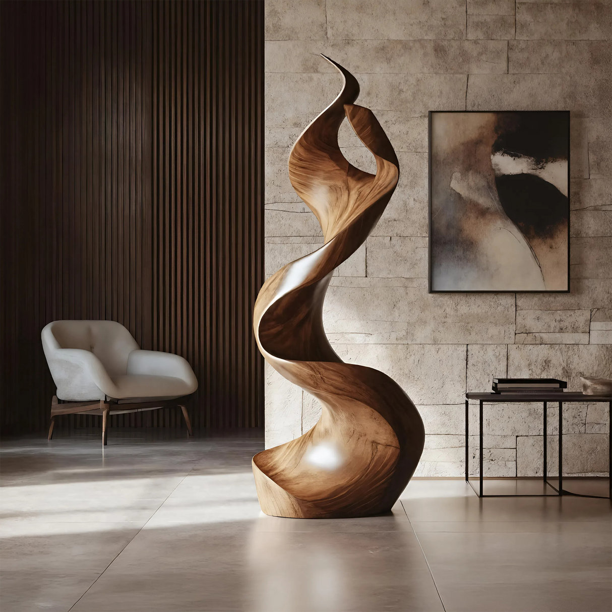 Rustic Large Wooden Sculpture For Furniture Art Feature