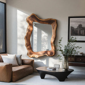 Organic Live Edge Wall Mirror Modern Rustic Entryway Living Room