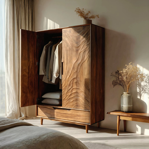 Organic Wardrobe With Carved Door For Bedroom