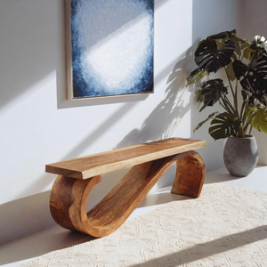 Modern Sculptural Bench For Entryway Or Living Room Decor
