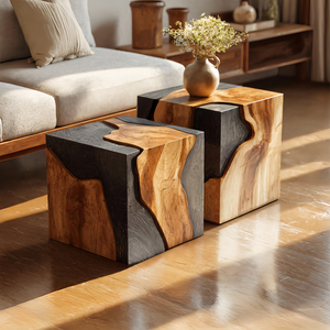 Handcrafted Low Wooden Coffee Table For Unique Living Room