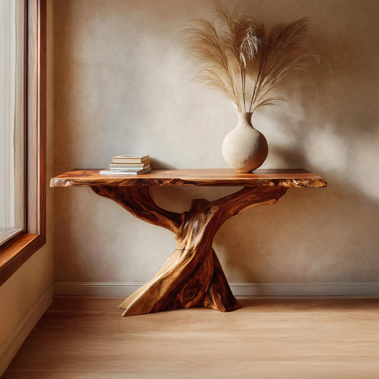 Modern Live Edge Console Table Organic Wood Furniture For Living Room