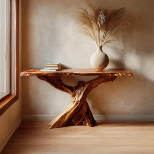 Modern Live Edge Console Table Organic Wood Furniture For Living Room