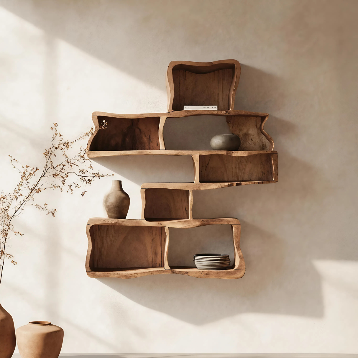 Handcrafted Floating Shelf For Modern Living Room Design