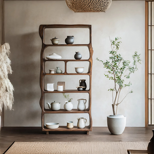 Mid Century Wooden Open Shelf For Living Room Furniture Decor