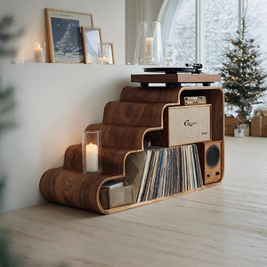 Modern Wooden Record Stand For Bedroom Christmas Decoration