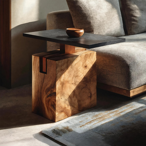 Handcrafted Solid Wood End Table For Coastal Home Style