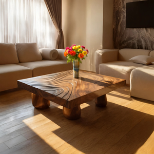 Farmhouse Wooden Live Edge Coffee Table For Entryway Design
