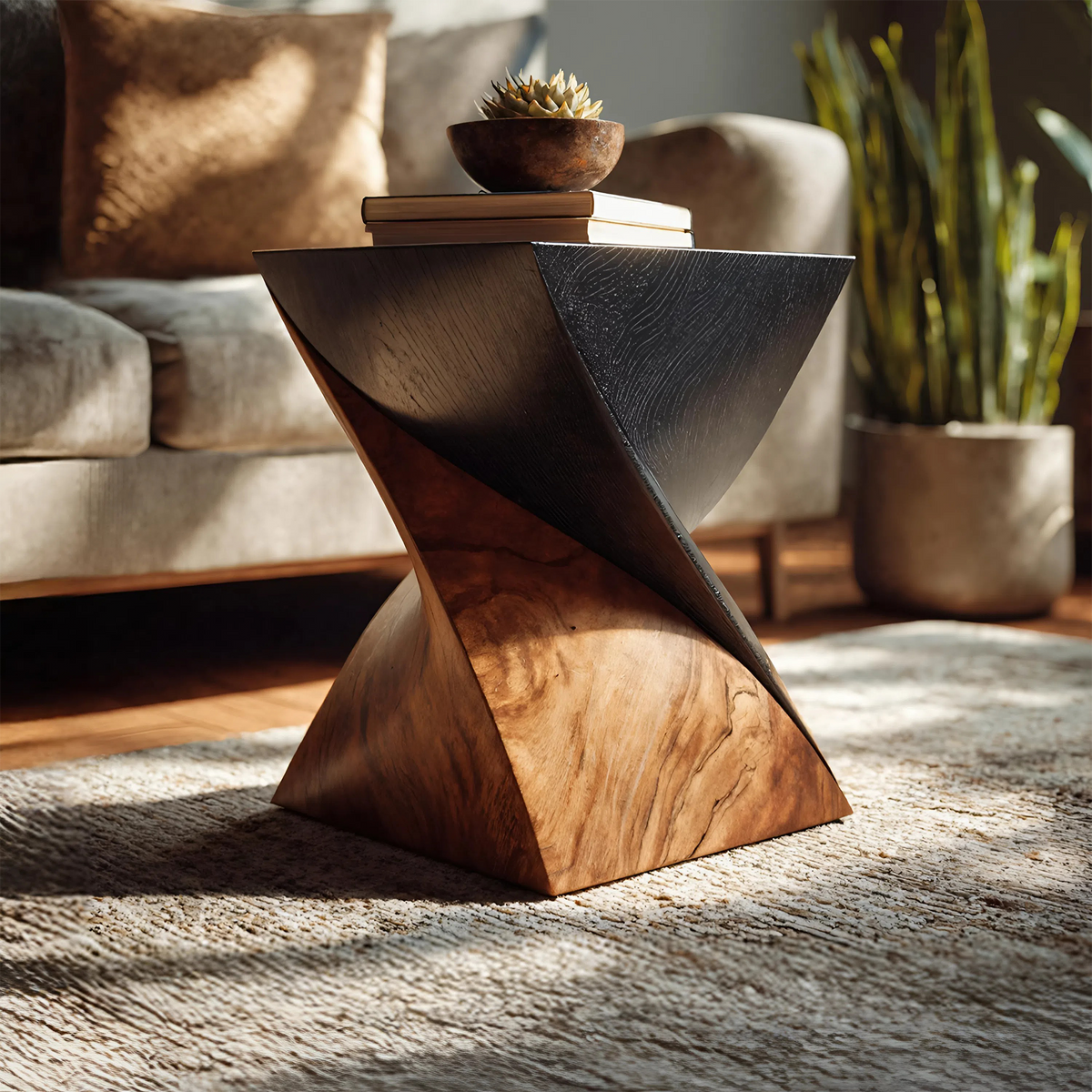 Handcrafted Wooden Side Table For Living Room Art Style – ET Woodcrafts
