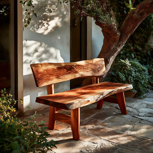 Live Edge Outdoor Wood Bench For Patio And Backyard