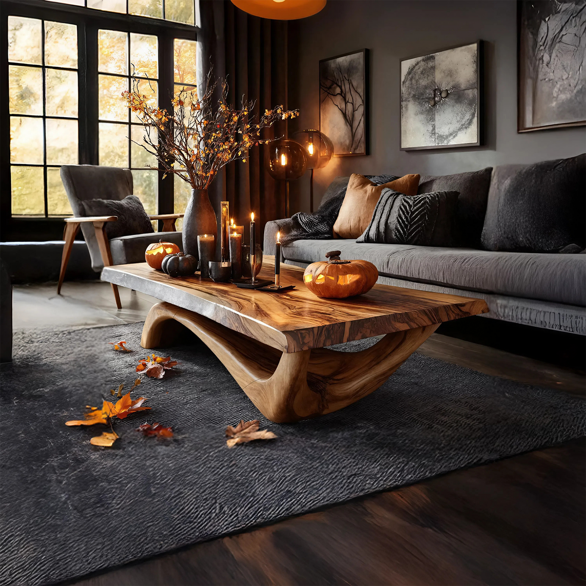 Modern Solid Wood Coffee Table Livingroom Decor Spooky Haunted Style ...