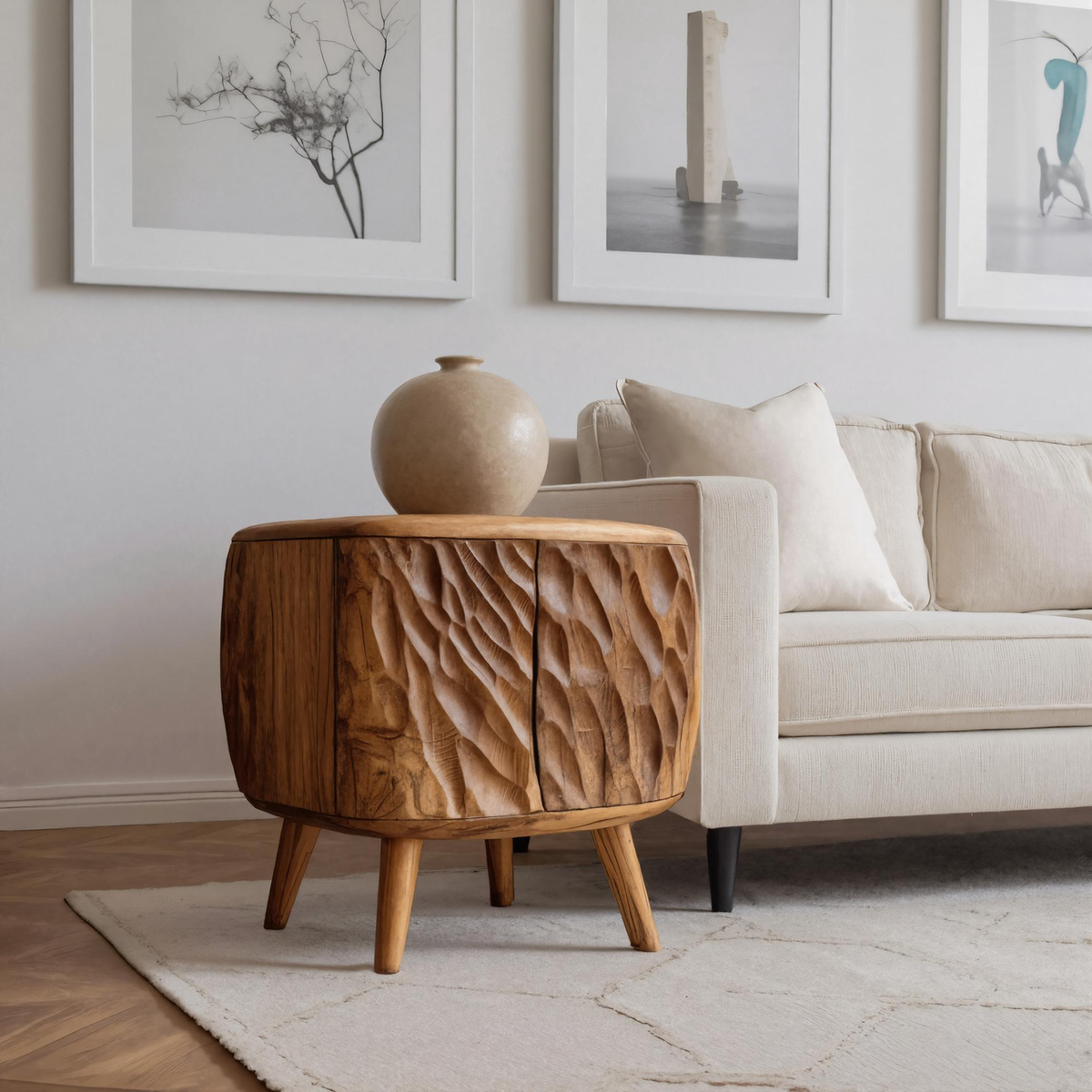 Artistic Carved Side Table For Living Room – ET Woodcrafts