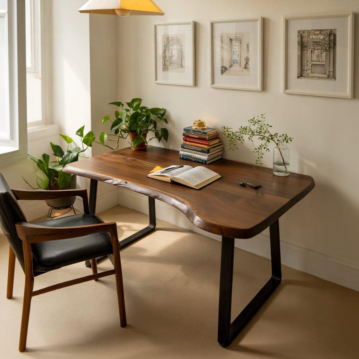 Modern Live Edge Writing Desk For Home Office