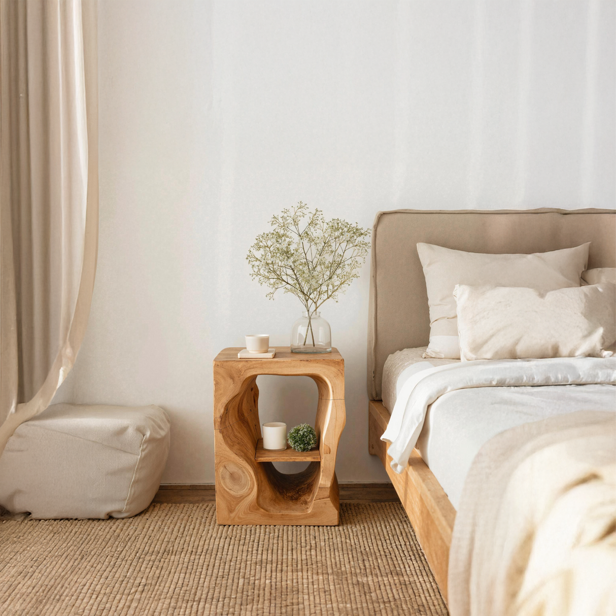 Mid Century Wooden Nightstand For Chic Bedroom Set