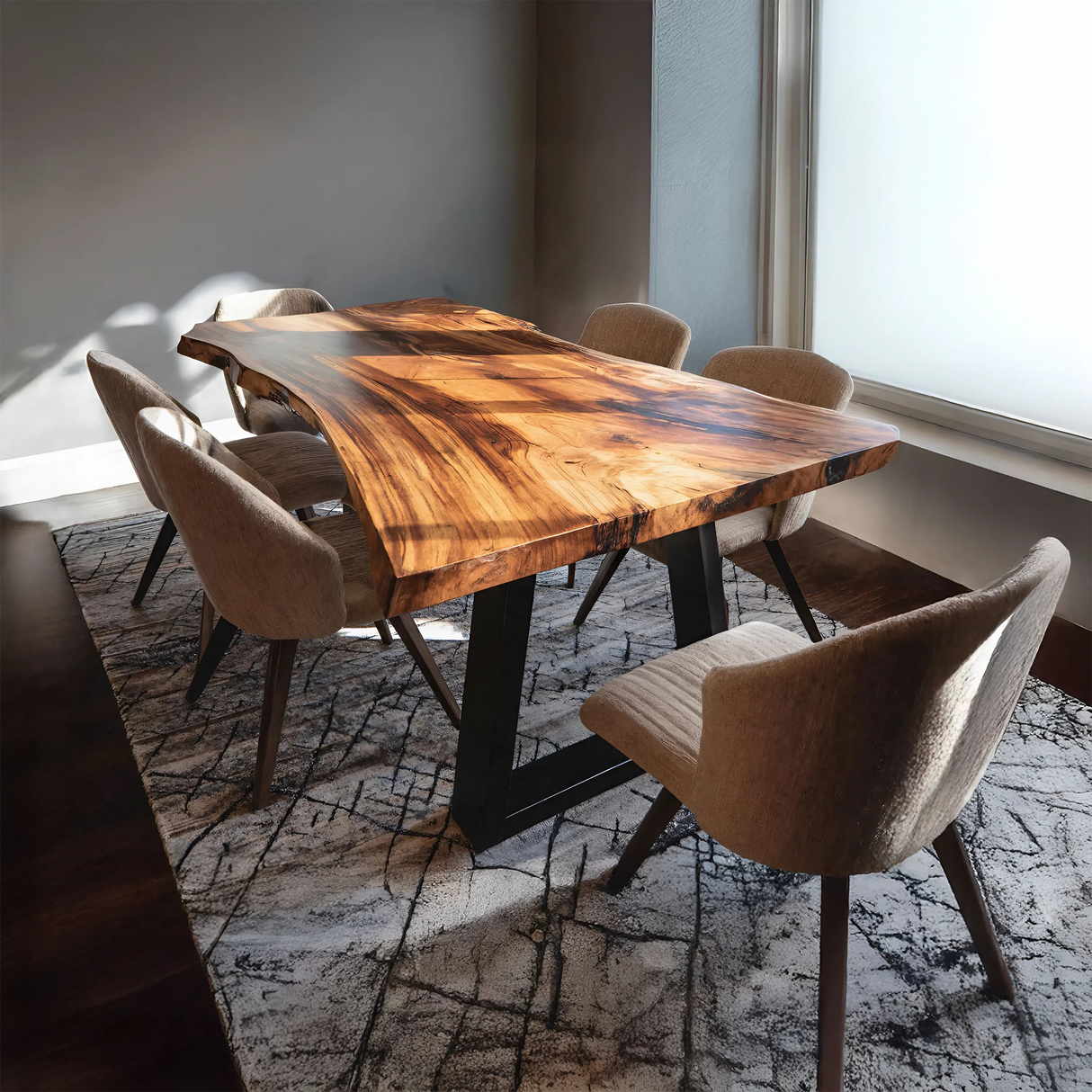 Kitchen Decor Handcrafted Solid Wood Dining Table Natural