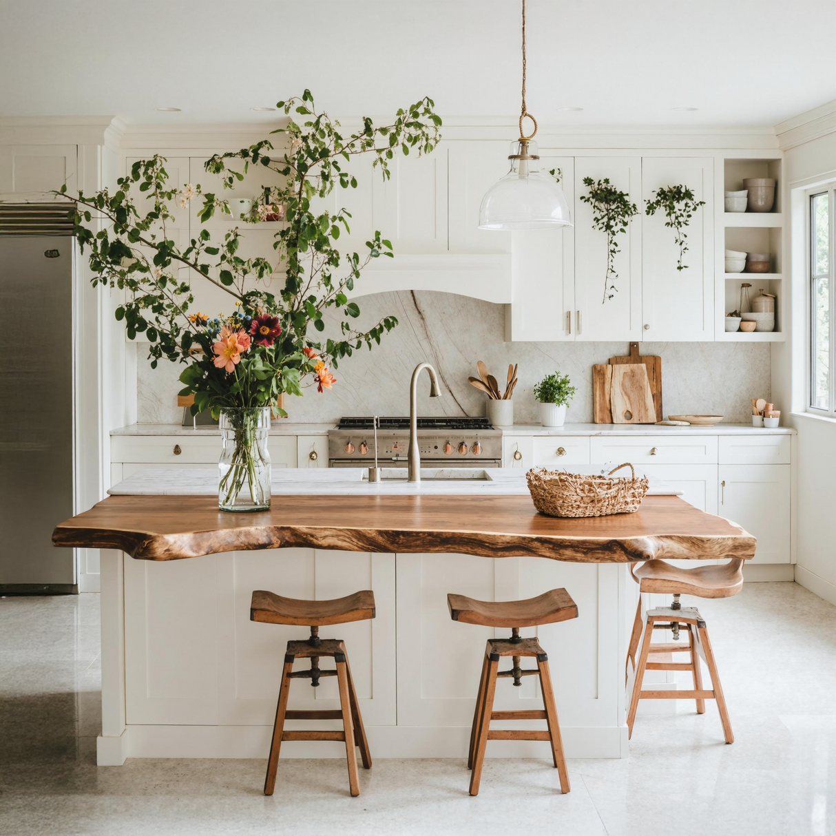 Farmhouse Live Edge Tabletop Charming Dining Room Decor
