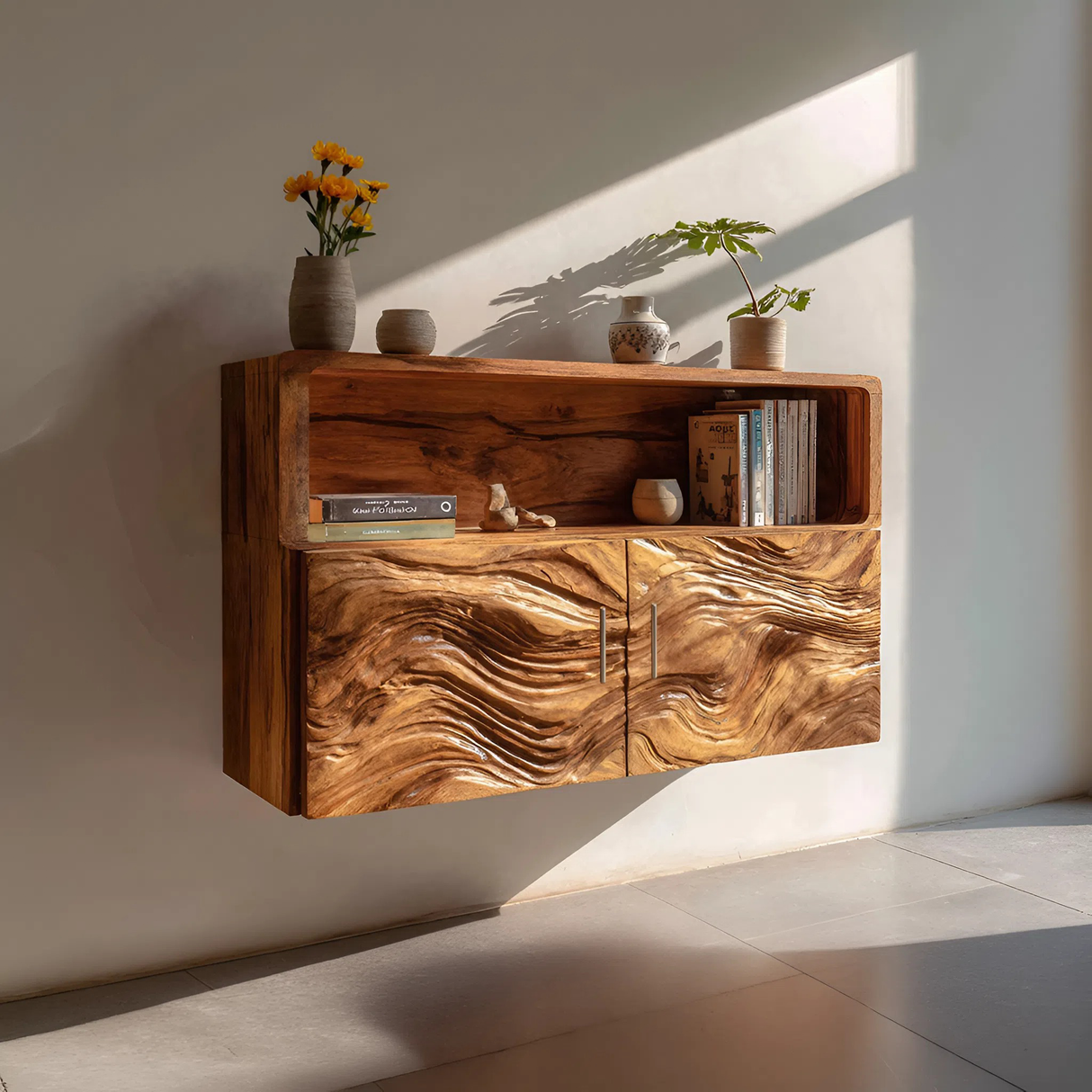 Rustic Live Edge Floating Shelf For Living Room Wall Decor Display
