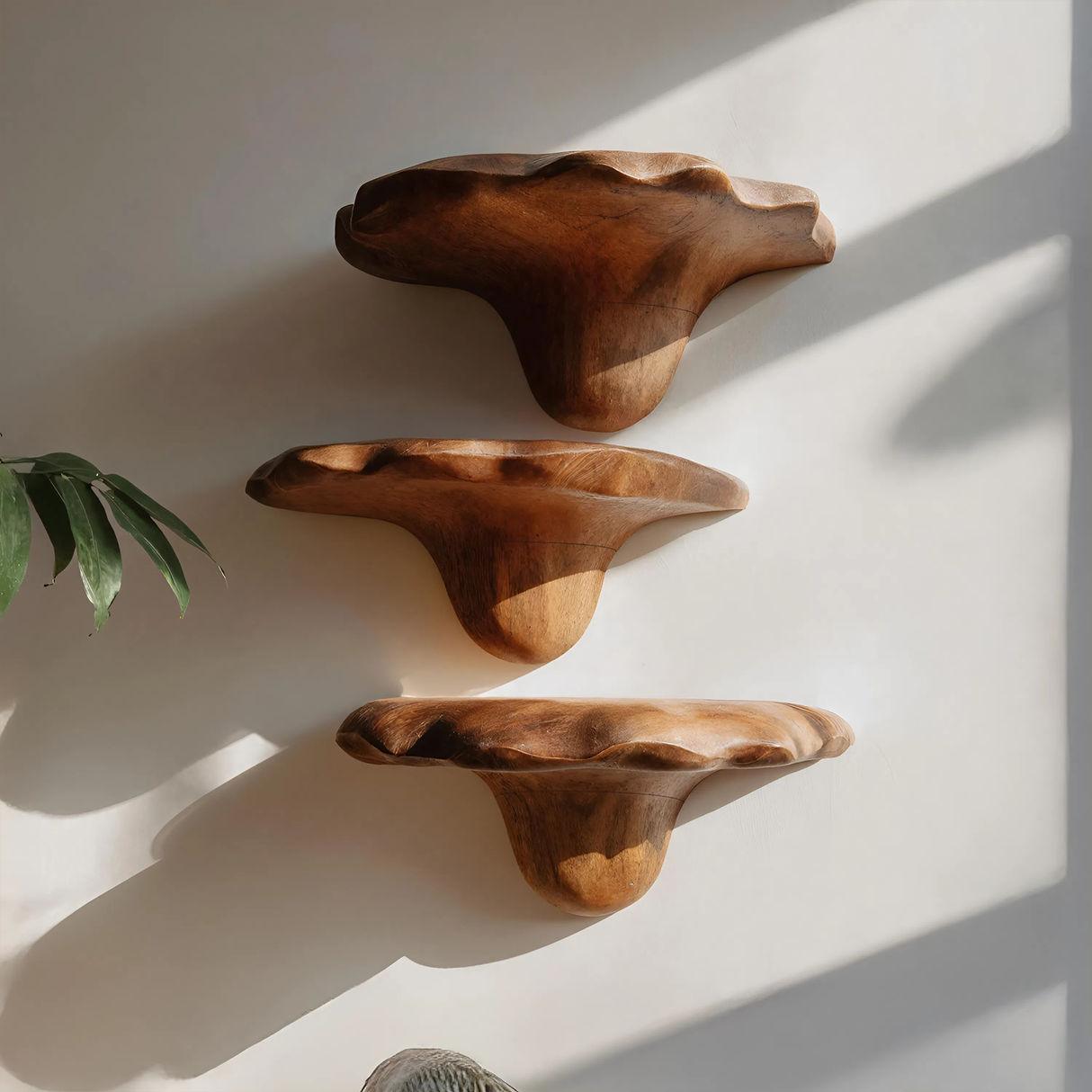Mid Century Wooden Mushroom Shelf For Living Room And Bedroom Decor