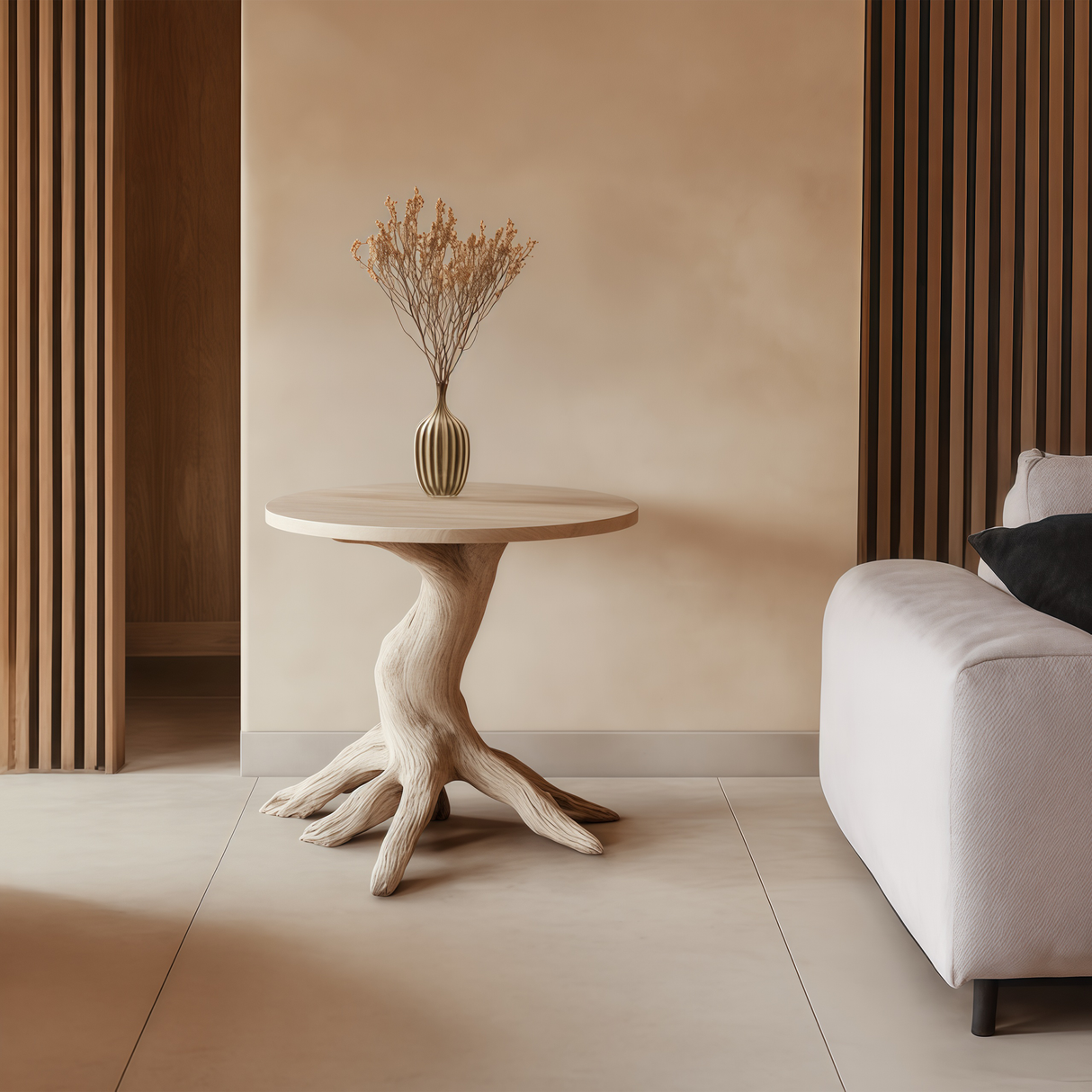 Farmhouse Solid Wood End Table For Living Room Stylish Wall Accent