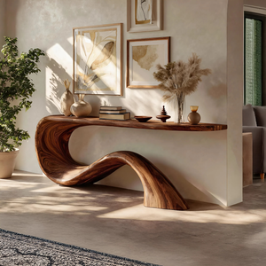 Modern Live Edge Entryway Table Organic Solid Wood For Home Decor
