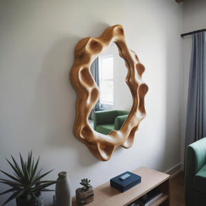 Organic Wall Mirror With Wavy Frame For Entryway Living Room And Bedroom