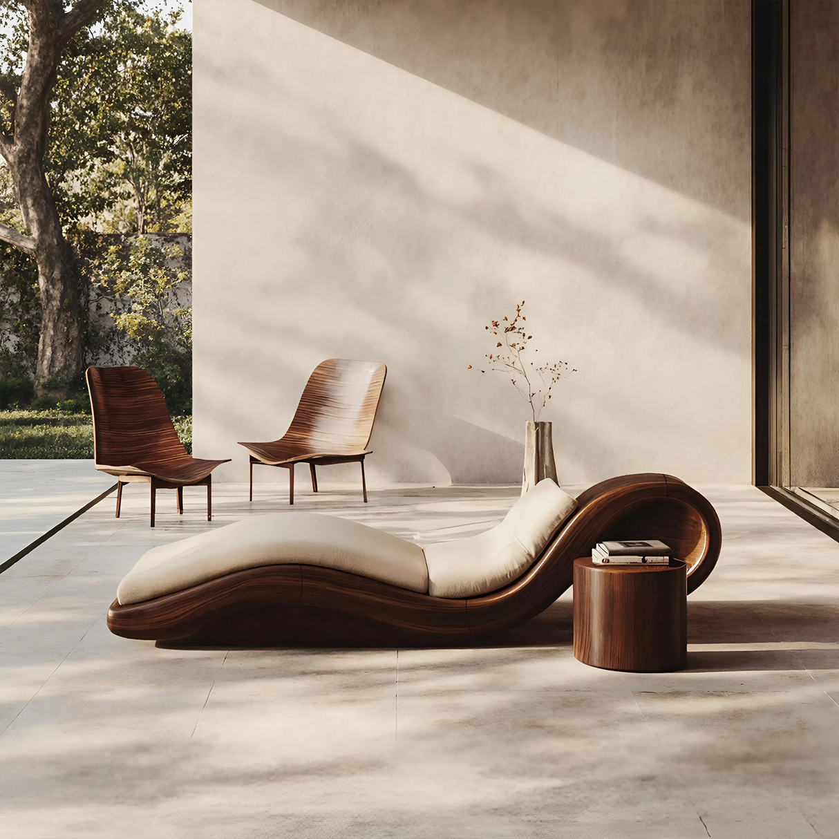 Mid Century Wooden Daybed For Patio Furniture Outdoor Design