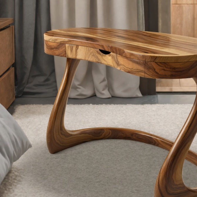 Modern Sculpted Desk With Drawers For Minimalist Home Office