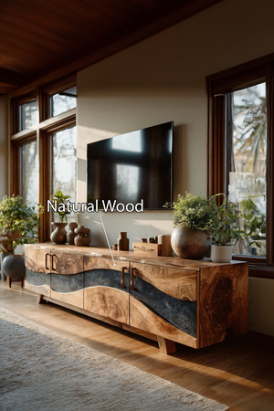 Mid Century Wooden Live Edge TV Stand For Living Room Decor