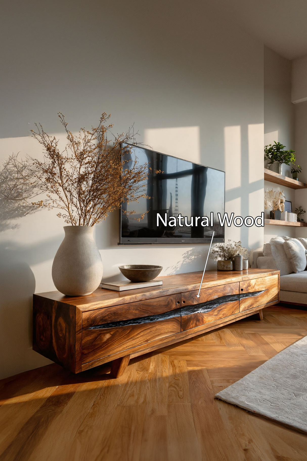 Farmhouse Solid Wood TV Console For Bedroom Design