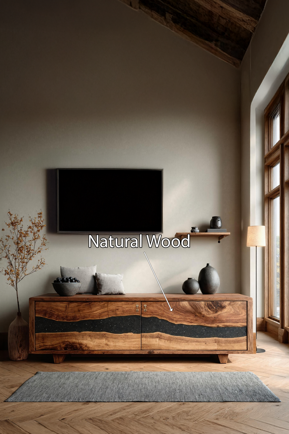 Handcrafted Live Edge TV Cabinet For Furniture Decor