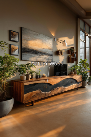 Handcrafted Wooden TV Stand For Natural Interior