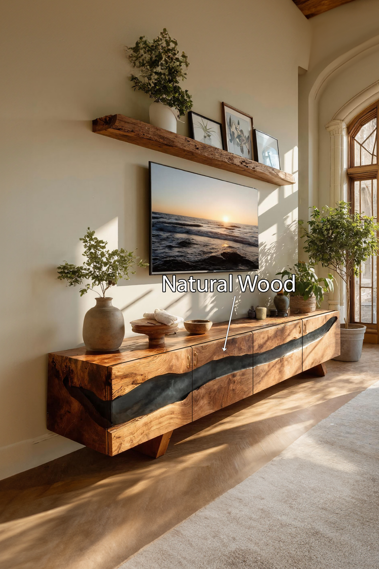 Mid Century Solid Wood Entertainment Stand For Decor